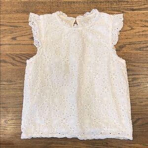 Elegant White Eyelet Lace Women's Blouse